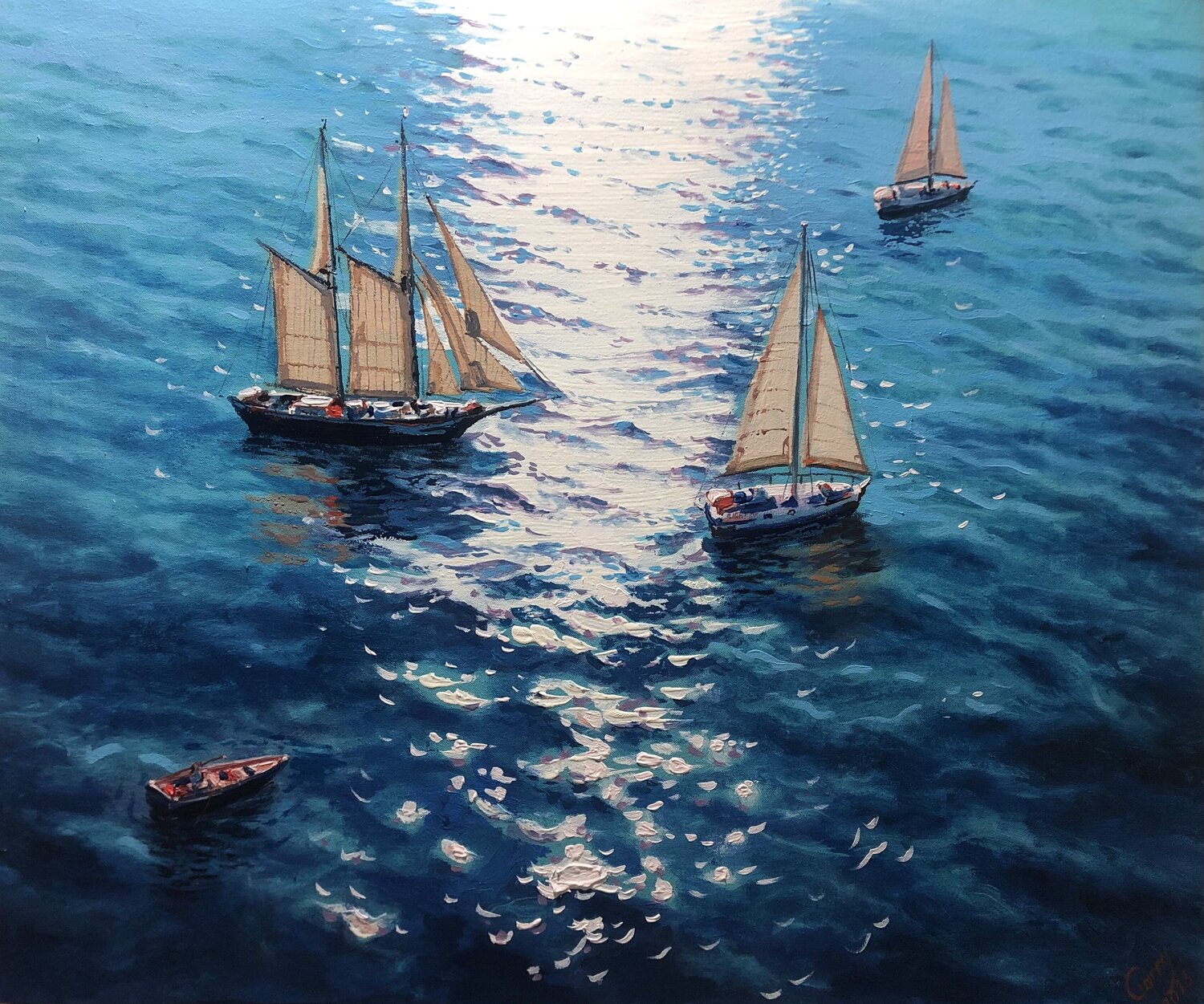 Seascape with sailboats 35 Garry Arzumanyan Originalgemälde zu verkaufen