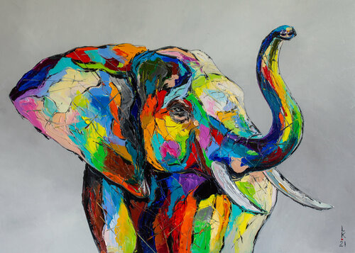 Happy elephant by Liubov Kuptsova, Painting for Sale on Singulart