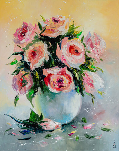 Gentle roses by Liubov Kuptsova, Painting for Sale on Singulart
