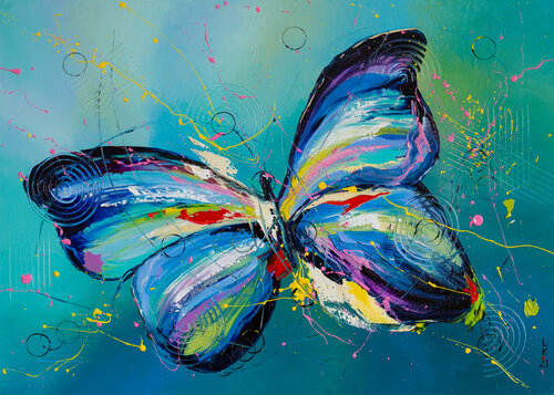 Butterfly in blue by Liubov Kuptsova, Painting for Sale on Singulart