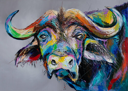 Tired buffalo by Liubov Kuptsova, Painting for Sale on Singulart