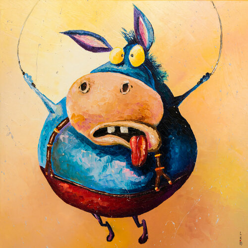 Jumping donkey by Liubov Kuptsova, Painting for Sale on Singulart