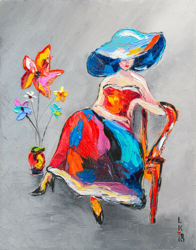 Lady with flower by Liubov Kuptsova, Painting for Sale on Singulart
