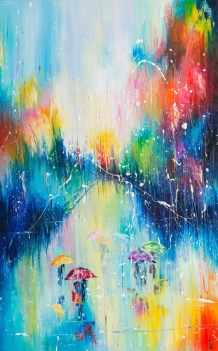 Rainy street by Liubov Kuptsova, Painting for Sale on Singulart