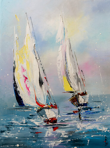 Yacht racing by Liubov Kuptsova, Painting for Sale on Singulart