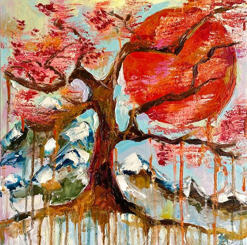 Golden hour at Mount Fuji van Lina Redford, Schilderij te koop op Singulart