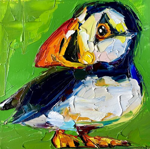 Day of the Puffin di Lina Redford, Pittura in vendita su Singulart