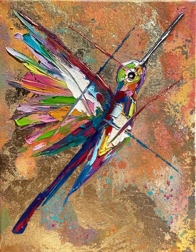 Princess Blue with Orange Sun van Lina Redford, Schilderij te koop op Singulart