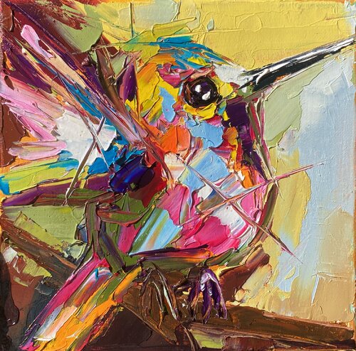 Hummingbird in the Rainforest di Lina Redford, Pittura in vendita su Singulart