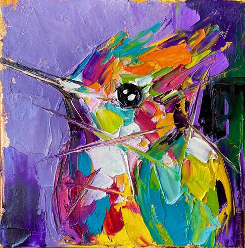 Bird in the golden night di Lina Redford, Pittura in vendita su Singulart
