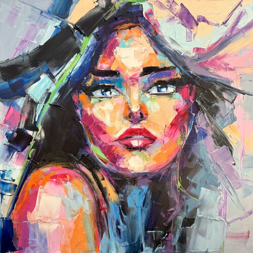 Woman of Flow: the energy that merges with the Universe van Lina Redford, Schilderij te koop op Singulart