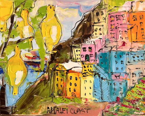 Postcard from Amalfi Coast van Lina Redford, Schilderij te koop op Singulart