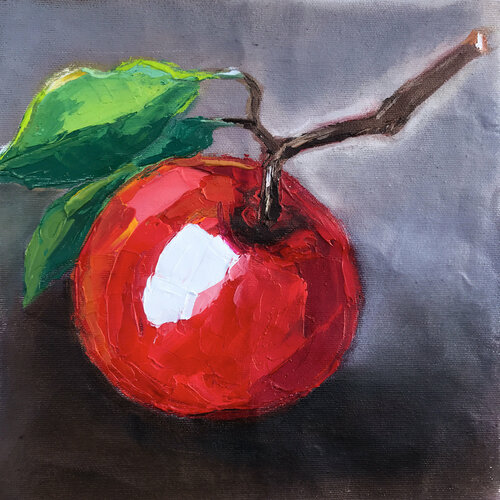 Vermilion Red Apple by Lina Redford, 회화 for Sale on Singulart