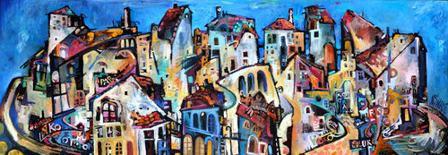 A city from a dream. by Nicolai Ostapenco (N.Swiristuhi), Painting for Sale on Singulart