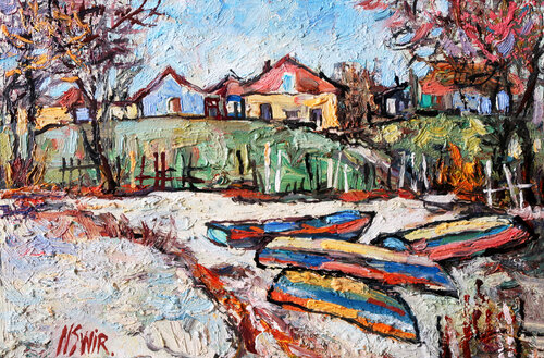 Boats on the shore. Winter. Nicolai Ostapenco (N.Swiristuhi)