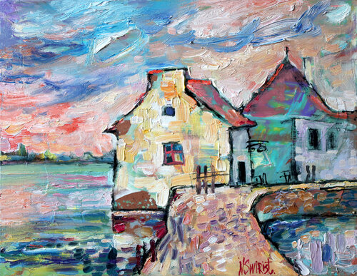 Houses in the Bay. France. by Nicolai Ostapenco (N.Swiristuhi), Painting for Sale on Singulart