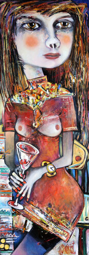 Girl and wine. by Nicolai Ostapenco (N.Swiristuhi), Painting for Sale on Singulart