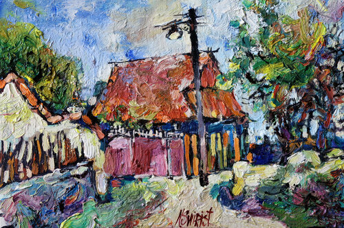 House in the village. by Nicolai Ostapenco (N.Swiristuhi), Painting for Sale on Singulart
