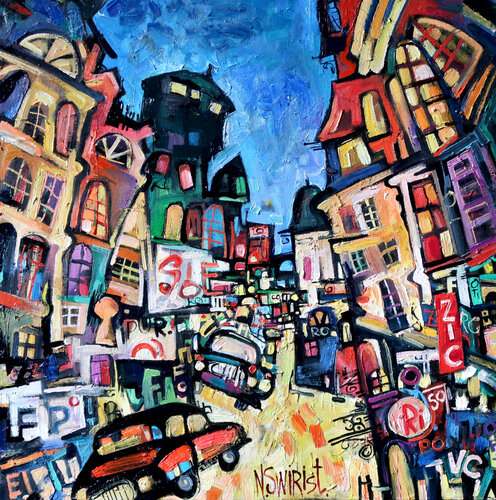 Paris. Evening cars. par Nicolai Ostapenco (N.Swiristuhi), Peinture en vente sur Singulart