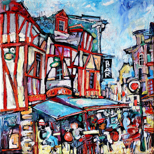 Afternoon cafe. Vannes. by Nicolai Ostapenco (N.Swiristuhi), Painting for Sale on Singulart