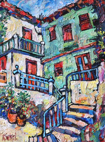 The Stairs of Cudillero di Nicolai Ostapenco (N.Swiristuhi), Pittura in vendita su Singulart