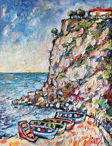 The bay at noon. Spain. by Nicolai Ostapenco (N.Swiristuhi), Painting for Sale on Singulart
