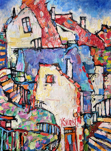 Roofs of Cudillero von Nicolai Ostapenco (N.Swiristuhi), Malerei kaufen auf Singulart