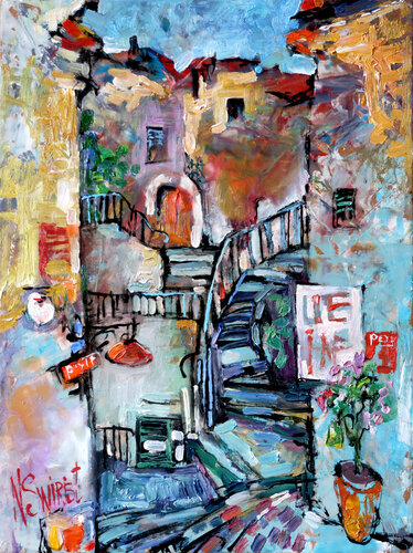 “Mosaic Glimmers of Cudillero” by Nicolai Ostapenco (N.Swiristuhi), Painting for Sale on Singulart