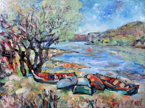 Boats and Spring von Nicolai Ostapenco (N.Swiristuhi), Malerei kaufen auf Singulart