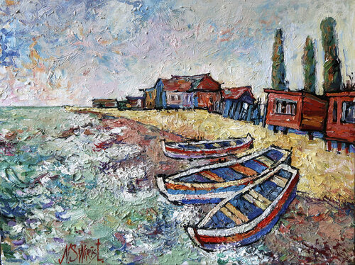 Boats, sea and summer sky. Nicolai Ostapenco (N.Swiristuhi)