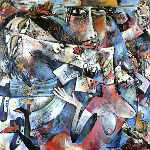 The tango of the yellow hat. by Nicolai Ostapenco (N.Swiristuhi), 회화 for Sale on Singulart