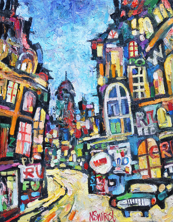 Evening city and car. Nicolai Ostapenco (N.Swiristuhi)