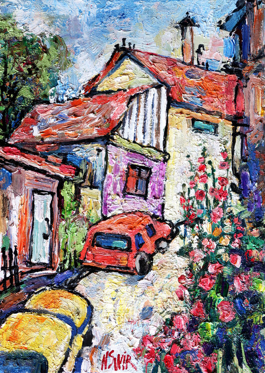 Steep street and 2 cars in Provence. Nicolai Ostapenco (N.Swiristuhi)