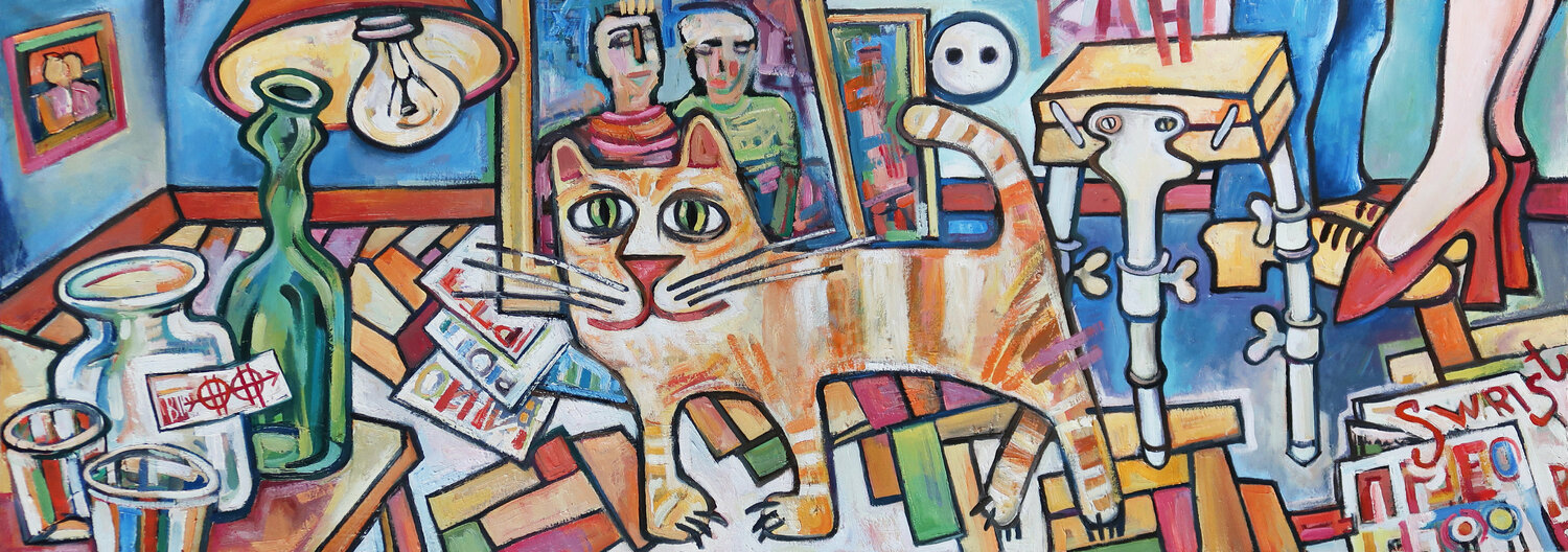 In an art studio. Nicolai Ostapenco (N.Swiristuhi) Originalgemälde zu verkaufen
