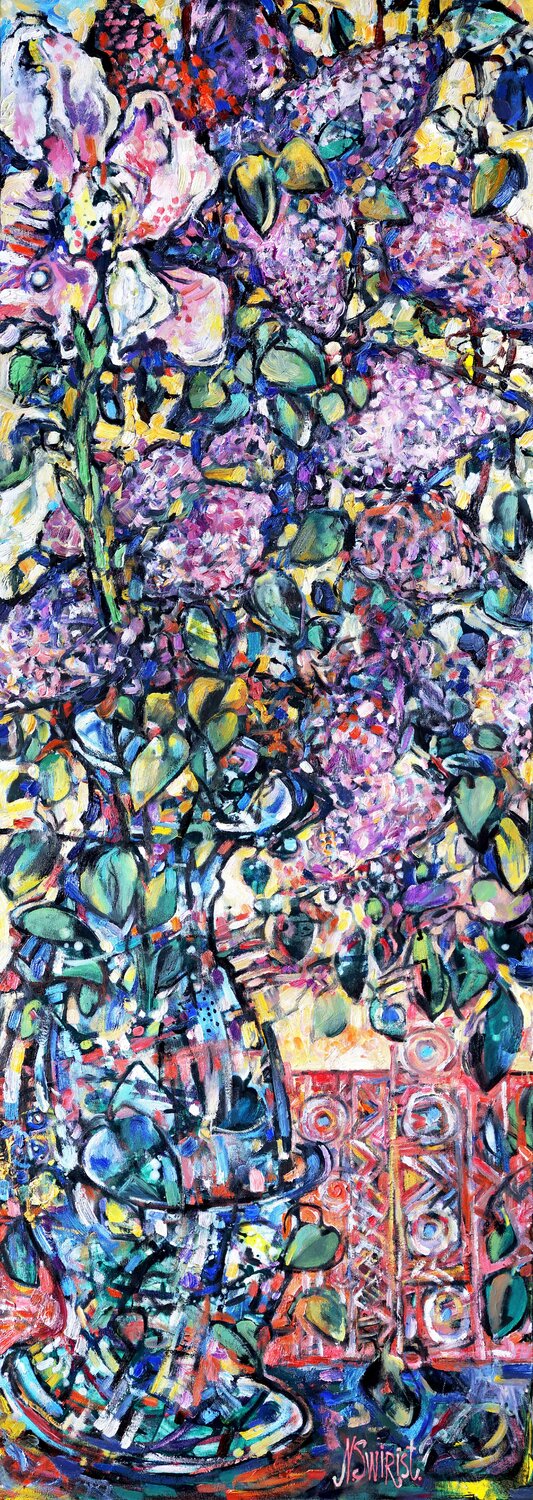 Lilac and Iris. Nicolai Ostapenco (N.Swiristuhi) Originalgemälde zu verkaufen