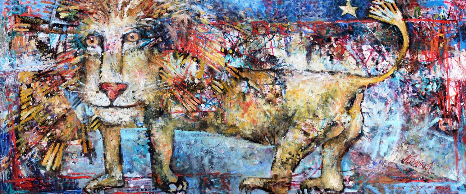 Lion. Nicolai Ostapenco (N.Swiristuhi) Originalgemälde zu verkaufen