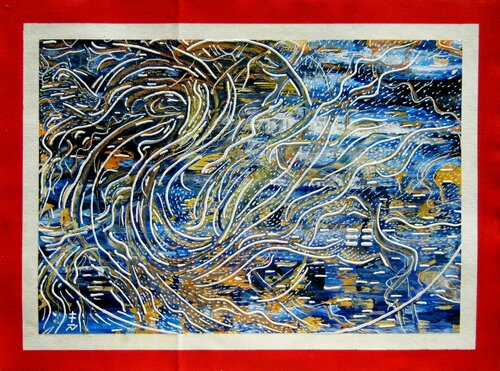 Orange and Blue van Vincent Keele, Schilderij te koop op Singulart