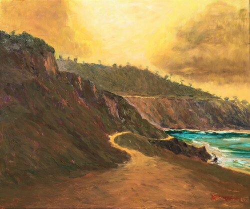 Bluff Cove, Los Angeles, early morning par Francis Azzopardi, Peinture en vente sur Singulart