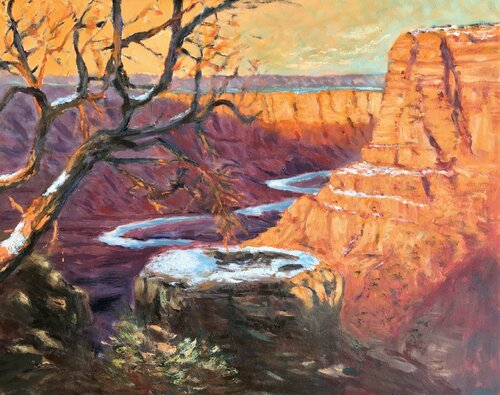 Grand Canyon, winter, last light. par Francis Azzopardi, Peinture en vente sur Singulart