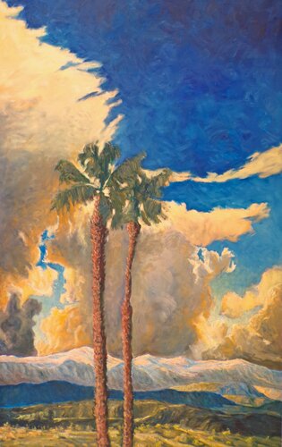 THUNDERCLOUDS OVER SAN GORGONIO, FROM HIGHWAY 62 par Francis Azzopardi, Peinture en vente sur Singulart