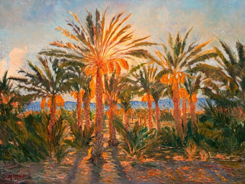 DATE PALM GROVE, COACHELLA VALLEY par Francis Azzopardi, Peinture en vente sur Singulart
