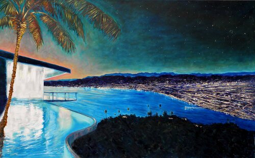 Across the Bay to LA. par Francis Azzopardi, Peinture en vente sur Singulart