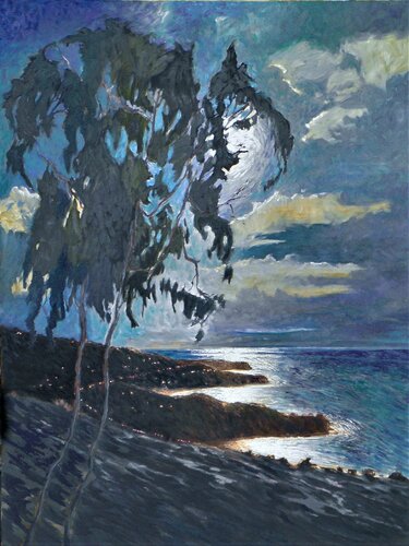 Moon over Palos Verdes par Francis Azzopardi, Peinture en vente sur Singulart