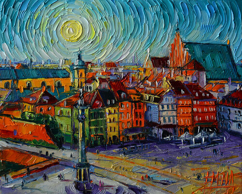 WARSAW CASTLE SQUARE VIEW van Mona Edulesco, Schilderij te koop op Singulart