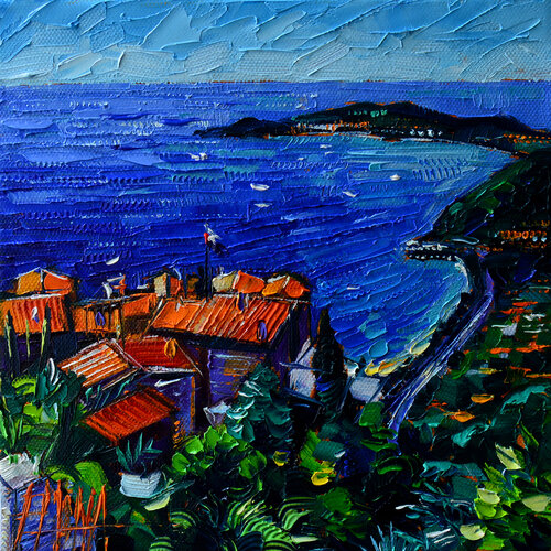 VILLAGE OF EZE ON FRENCH RIVIERA di Mona Edulesco, Pittura in vendita su Singulart