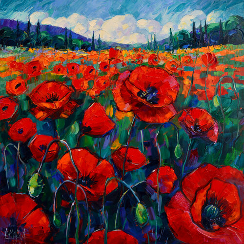 WILD POPPY DREAMS di Mona Edulesco, Pittura in vendita su Singulart