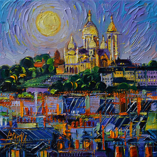 SACRE COEUR BASILICA AND PARIS ROOFTOPS BY NIGHT Mona Edulesco