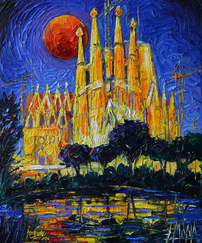 SAGRADA FAMILIA ILLUMINATED di Mona Edulesco, Pittura in vendita su Singulart