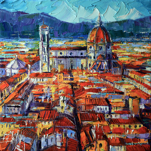 FLORENCE VIEW FROM PALAZZO VECCHIO TOWER di Mona Edulesco, Pittura in vendita su Singulart