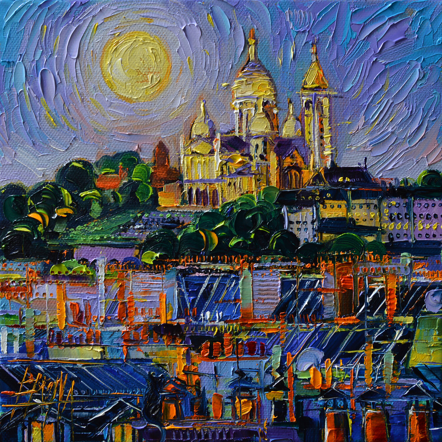 SACRE COEUR BASILICA AND PARIS ROOFTOPS BY NIGHT Mona Edulesco